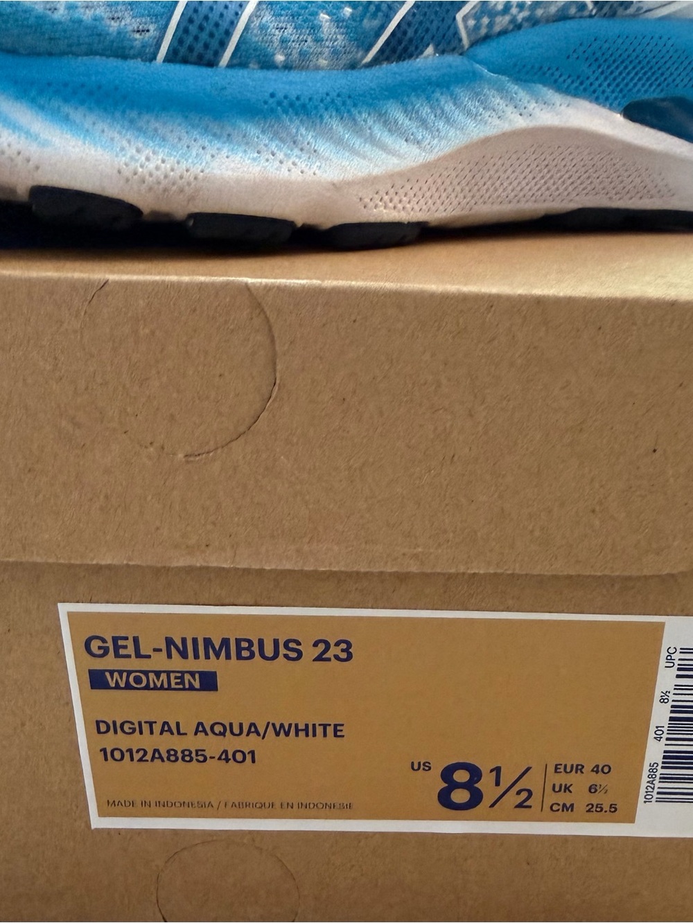 ASICS Digital Aqua/White GEL-Nimbus 23 Running Shoes 8.5 - Picture 14 of 16